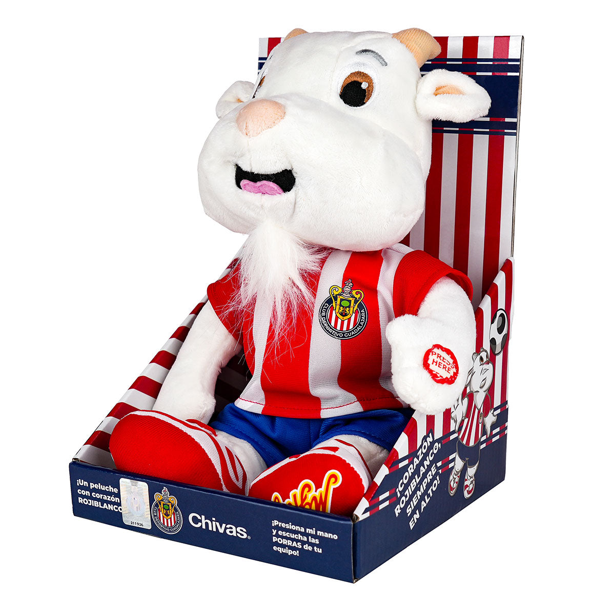 Peluche Grande Mascota de Futbol Chiva con Sonido Mi Alegría