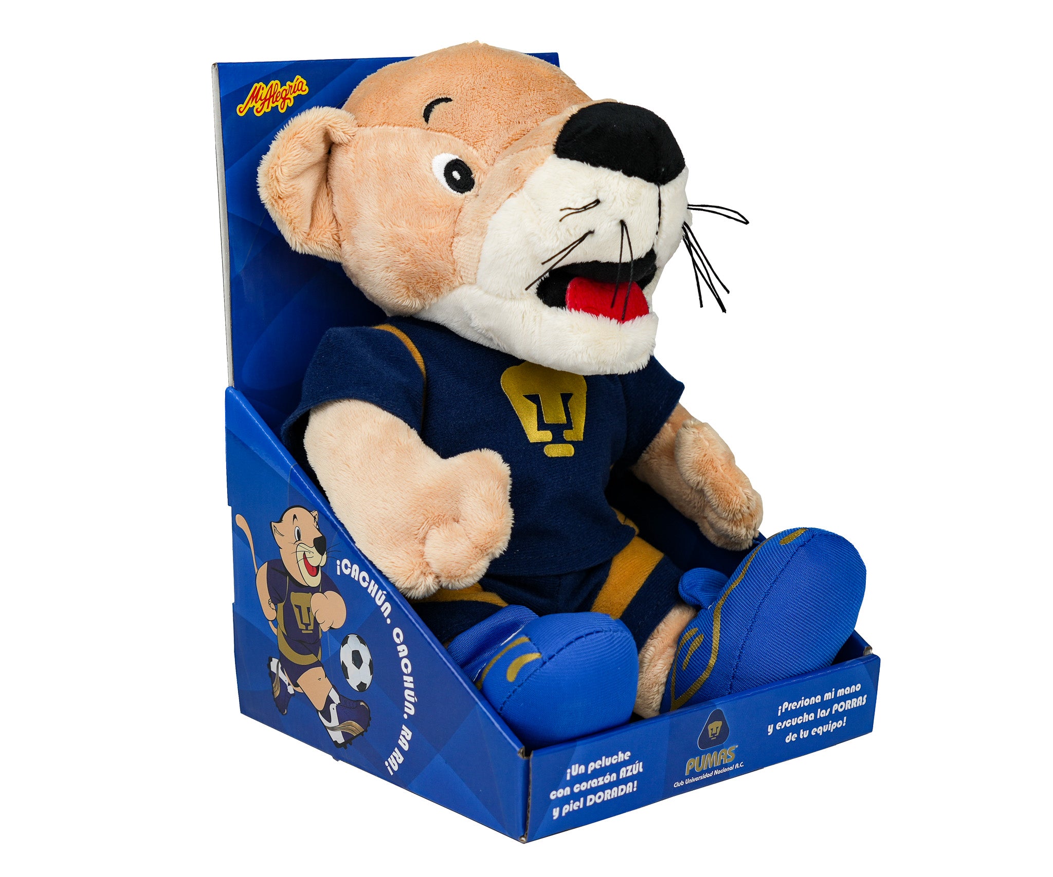 Peluche Grande Mascota de Futbol Pumas con Sonido Mi Alegría
