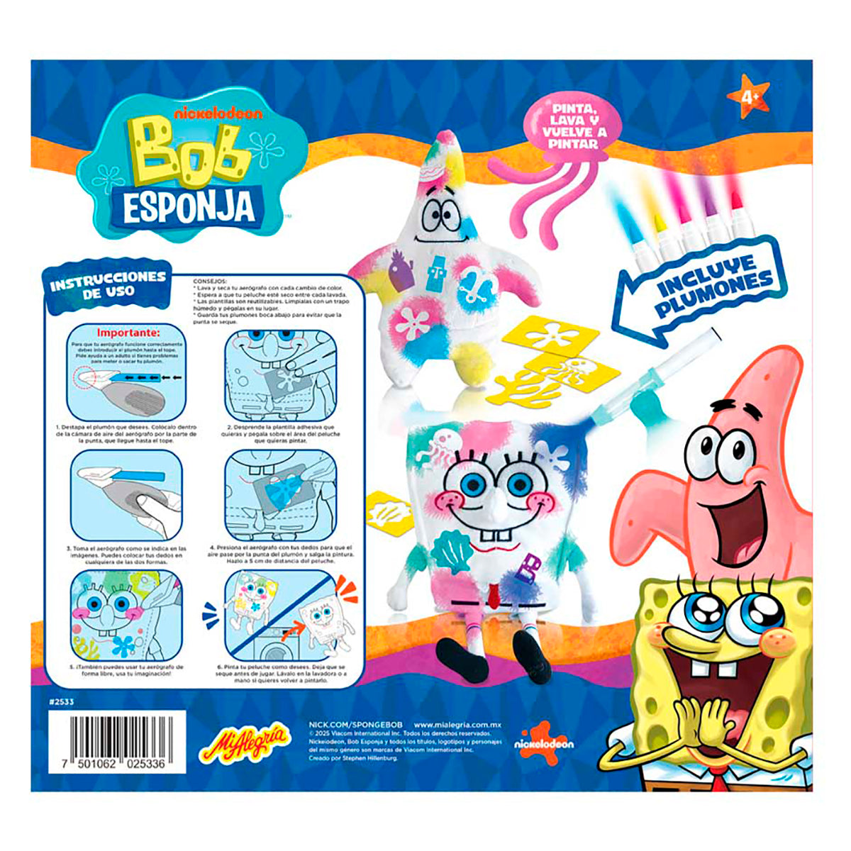 Peluche Bob Esponja Color Spray Mi Alegría