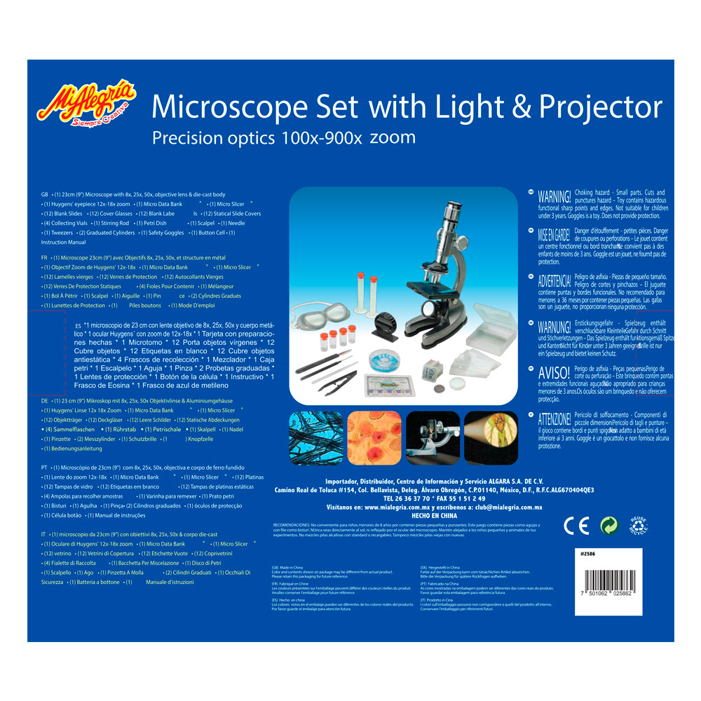 Juego de Microscopio con Luz y Proyector Mi alegría