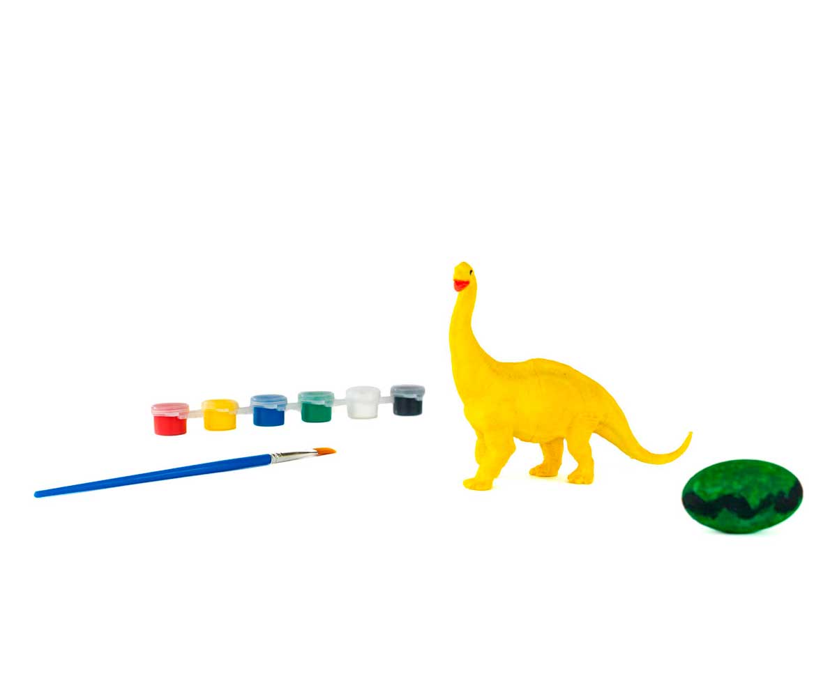 Dino Arte. Pinta a tu dinosaurio favorito y lleva a volar a tu imaginación. ¿Los dinosaurios tienen plumas? Tú lo decides con Dino Arte Mi Alegría. Dinosaurio: Cuello Largo.