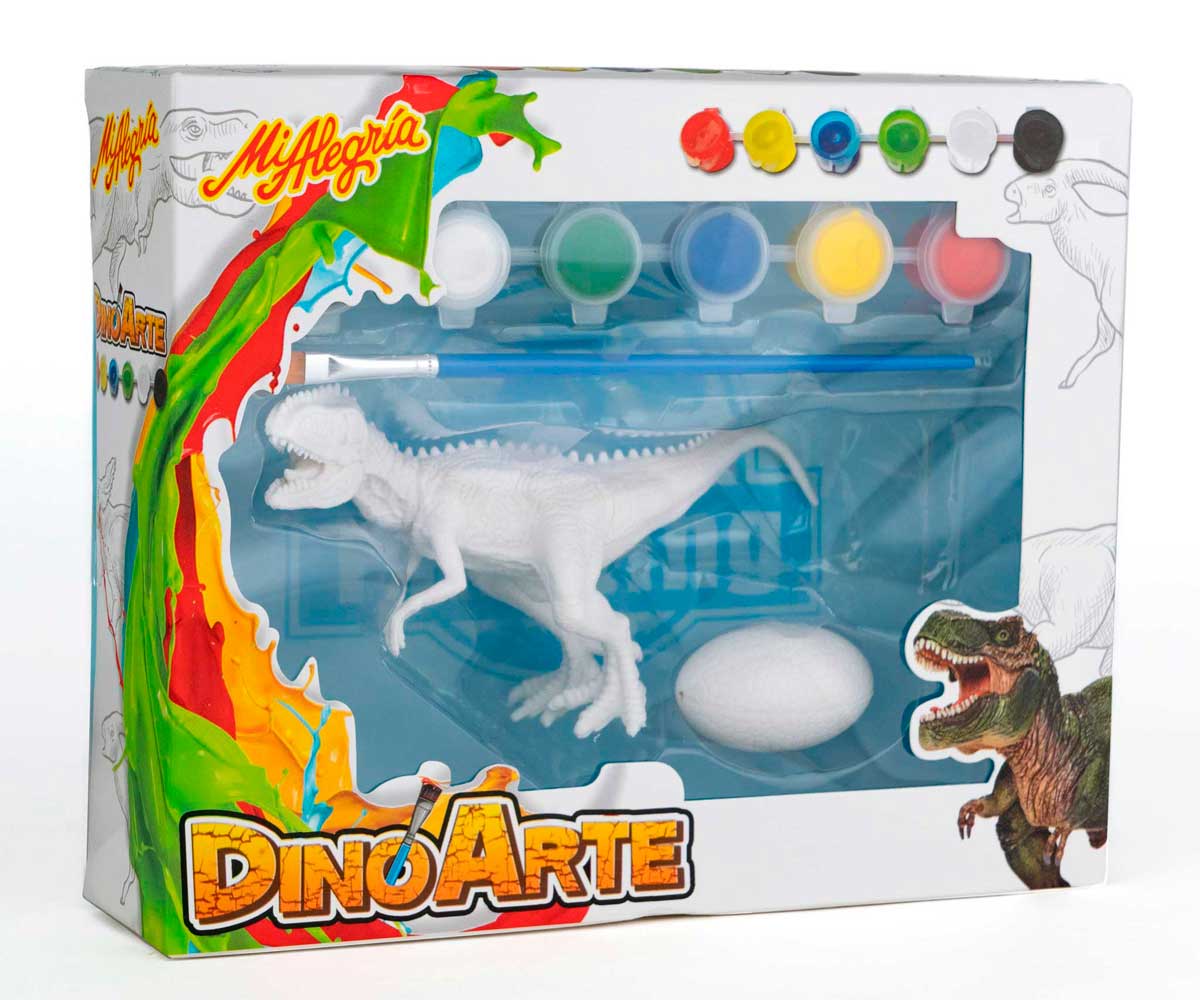 Dino Arte. Pinta a tu dinosaurio favorito y lleva a volar a tu imaginación. ¿Los dinosaurios tienen plumas? Tú lo decides con Dino Arte Mi Alegría. Dinosaurio: Tiranosaurio.