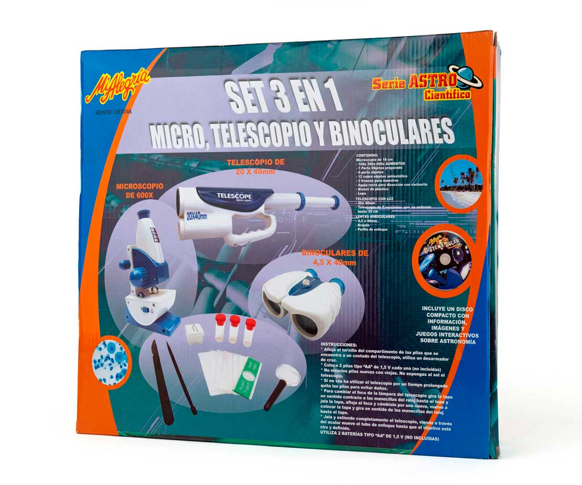 Set 3 En 1 Microscopio, Telescopio y Binoculares Mi Alegría