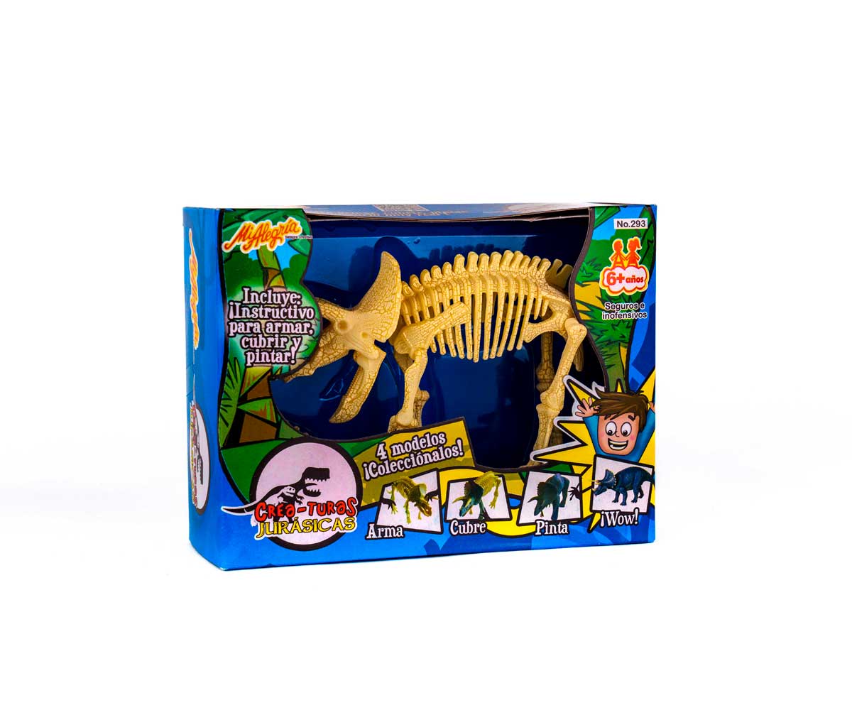 Criaturas Jurásicas, pinta y decora a tu dinosaurio favorito. Modelo: Triceratops.